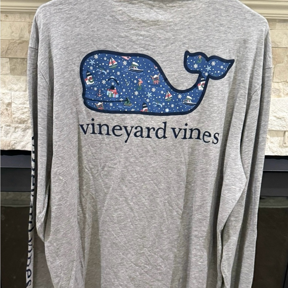 Vineyard Vines Heather Gray Whale Long Sleeve